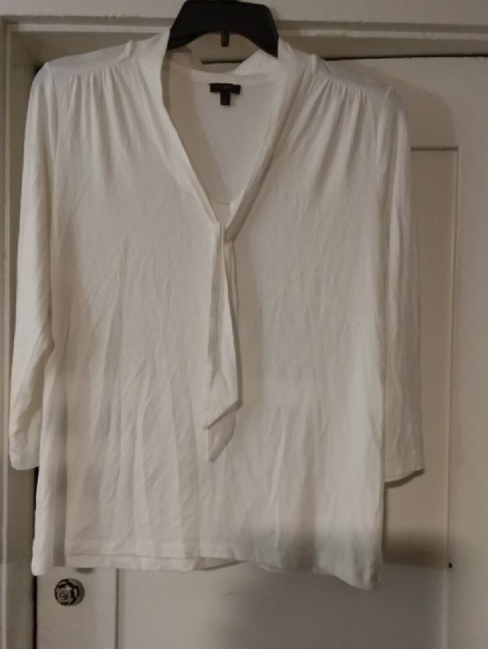 Talbots Cream Tie-Neck Long Sleeve Blouse